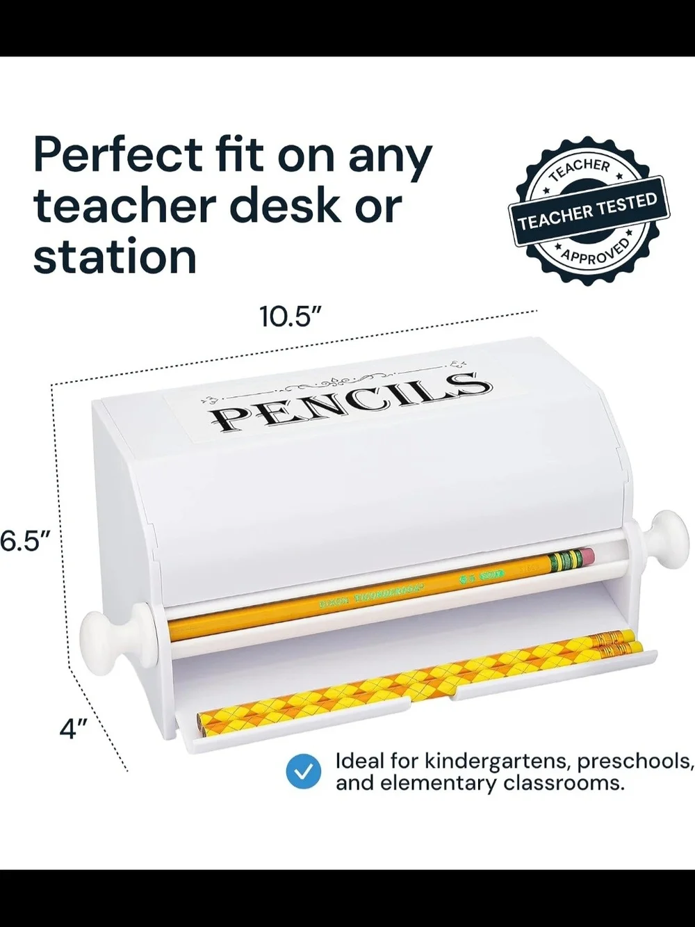 Pencil Dispenser - White Acrylic, Fits 50 Pencils